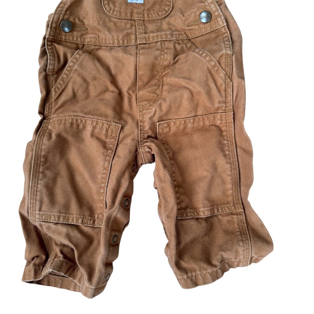 100% Cotton Boys 6m Tan Carhartt Overalls Model OX8609-B - Picture 4 of 5
